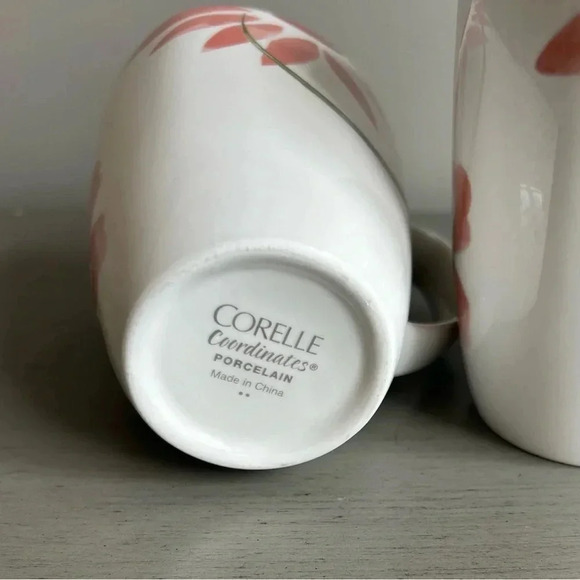 Correlle Coordinates Pretty Pink 12 oz Porcelain Mugs Coffee Floral White - Picture 7 of 7